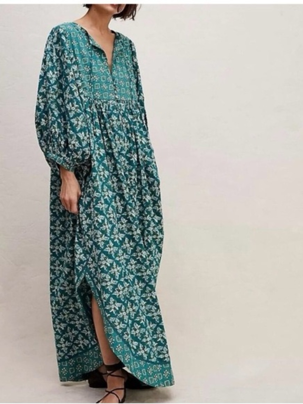 FREE PEOPLE HAZY MAISY FLORAL MAXI DRESS IN FOREST COMBO